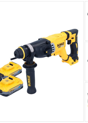 Martillo combinado a batería DeWalt DCH 263 H2 18 V 3 J SDS Plus Brushless + 2x batería Powerstack 5,0 Ah + cargador