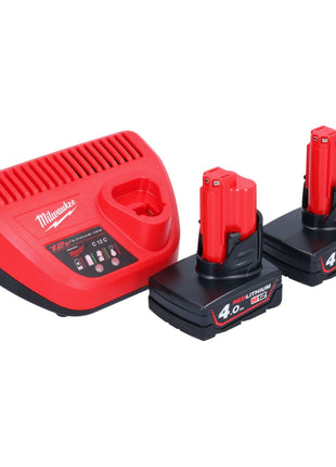 Milwaukee M12 FPP2A2-402X combo set (4933480587) Taladro de impacto a batería M12 FPD2 45 Nm + atornillador de impacto a batería M12 FID2 170 Nm 1/4" sin escobillas + 2x batería 4,0 Ah + cargador + caja HD