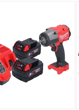 Milwaukee M18 FMTIW2F38-502 Akumulatorowy klucz udarowy 18 V 745 Nm 3/8" bezszczotkowy + 2x akumulator 5,0 Ah + ładowarka