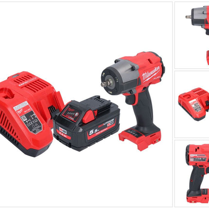 Milwaukee M18 FMTIW2F38-551 Akku Schlagschrauber 18 V 745 Nm 3/8" Brushless + 1x Akku 5,5 Ah + Ladegerät
