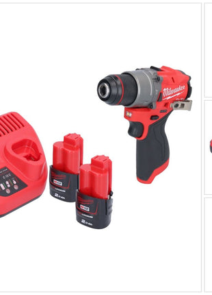 Milwaukee M12 FPD2-202 Akku Schlagbohrschrauber 12 V 45 Nm Brushless + 2x Akku 2,0 Ah + Ladegerät