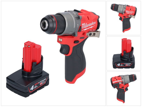 Taladro percutor inalámbrico Milwaukee M12 FPD2-401 12 V 45 Nm sin escobillas + 1x batería 4,0 Ah - sin cargador