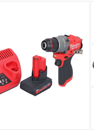 Taladro percutor inalámbrico Milwaukee M12 FPD2-501 12 V 45 Nm sin escobillas + 1x batería 5,0 Ah + cargador