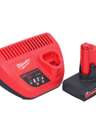 Taladro percutor inalámbrico Milwaukee M12 FPD2-501 12 V 45 Nm sin escobillas + 1x batería 5,0 Ah + cargador