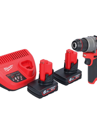 Milwaukee M12 FPD2-602 akumulatorowa wiertarka udarowa 12 V 45 Nm bezszczotkowa + 2x akumulator 6,0 Ah + ładowarka