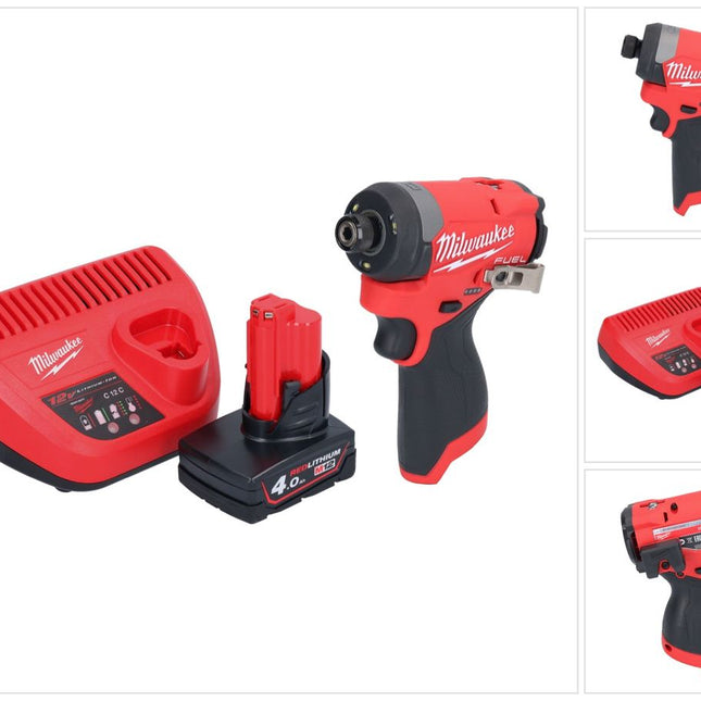 Milwaukee M12 FID2-401 Akku Schlagschrauber 12 V 170 Nm 1/4" Brushless + 1x Akku 4,0 Ah + Ladegerät