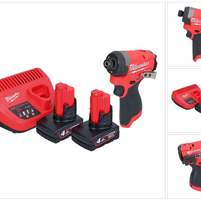 Milwaukee M12 FID2-402 Akku Schlagschrauber 12 V 170 Nm 1/4" Brushless + 2x Akku 4,0 Ah + Ladegerät