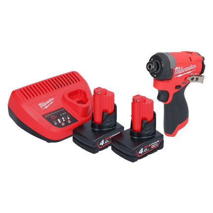 Milwaukee M12 FID2-402 Akku Schlagschrauber 12 V 170 Nm 1/4" Brushless + 2x Akku 4,0 Ah + Ladegerät