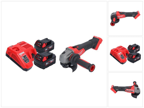 Amoladora angular a batería Milwaukee M18 FSAG115X-502 18 V 115 mm sin escobillas + 2x baterías 5,0 Ah + cargador