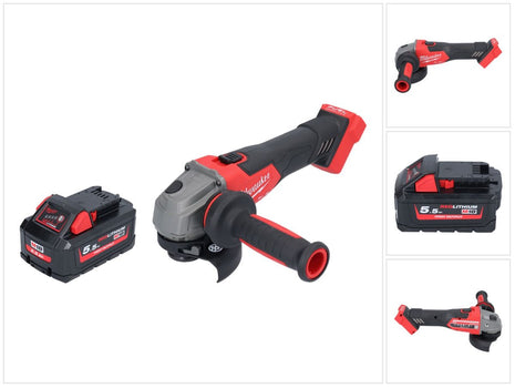 Amoladora angular a batería Milwaukee M18 FSAG115X-551 18 V 115 mm sin escobillas + 1x batería 5,5 Ah - sin cargador