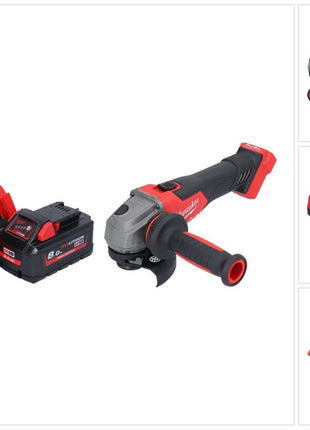 Milwaukee M18 FSAG115X-801 Akku Winkelschleifer 18 V 115 mm Brushless + 1x Akku 8,0 Ah + Ladegerät