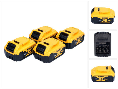 DeWalt DCB 184 P4 Pack de batteries 18 V 5,0 Ah / 5000 mAh 4 pcs. Batterie XR Li-Ion - avec indicateur de charge