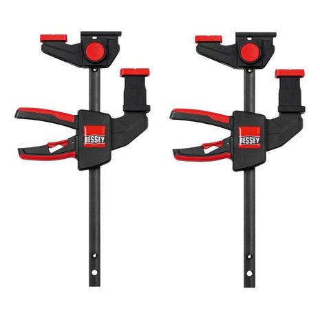 Bessey EZR 15-6 SET abrazadera de mesa con una sola mano, luz 150 mm, extensión 120 - 310 mm, proyección 60 mm para fijar de forma segura los carriles guía