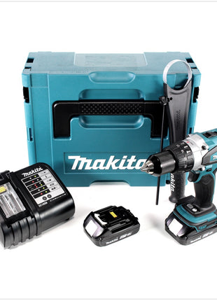 Makita DHP 458 SAJ Akku Schlagbohrschrauber 18 V 91 Nm + 2x Akku 2,0 Ah + Ladegerät + Makpac - Toolbrothers