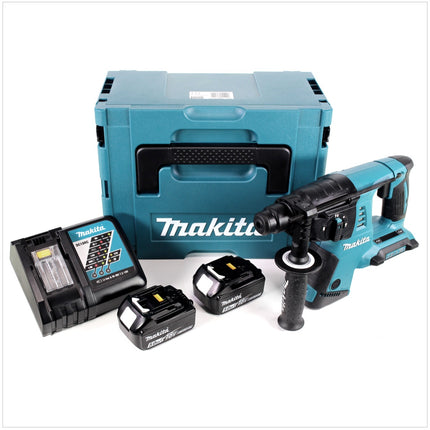Makita DHR 263 RTJ 2x18V / 36 V SDS-Plus Akku Bohrhammer mit 2 x 5,0 Ah Akku + DC18RC Ladegerät im Makpac 4 - Toolbrothers