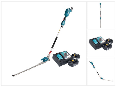 Cortasetos a batería Makita DUN 500 WRM2 18 V 50 cm sin escobillas + 2x baterías 4,0 Ah + cargador