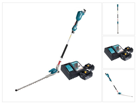 Cortasetos a batería Makita DUN 500 WRT2 18 V 50 cm sin escobillas + 2x baterías 5,0 Ah + cargador