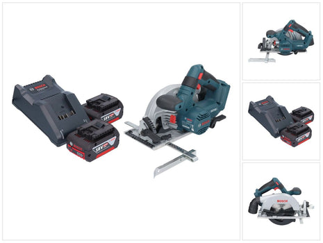 Bosch GKS 18V-57-2 Sega circolare professionale a batteria 18 V 165 mm brushless + 2x batteria ricaricabile 4,0 Ah + caricabatterie