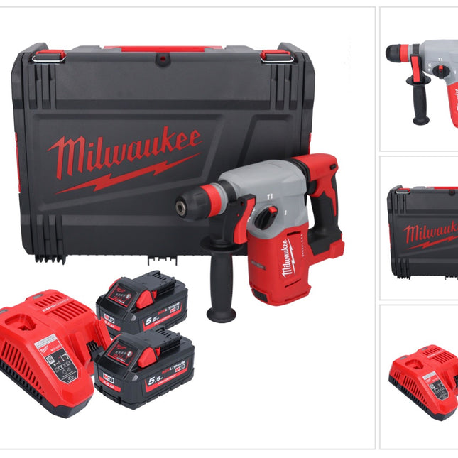 Milwaukee M18 BLHX-552X Akku Kombihammer 18 V 2,3 J Brushless + 2x Akku 5,5 Ah + Ladegerät + HD-Box