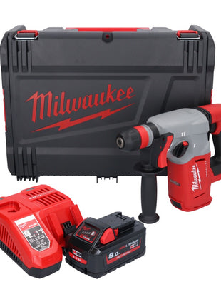 Marteau combiné à batterie Milwaukee M18 BLHX-801X 18 V 2,3 J sans balais + 1x batterie 8,0 Ah + chargeur + boîtier HD