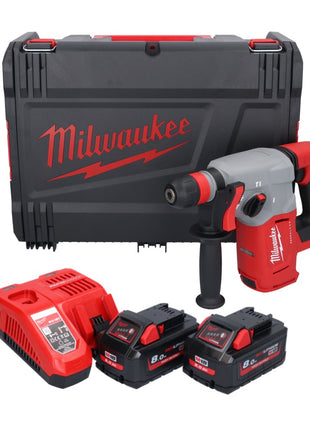 Marteau combiné à batterie Milwaukee M18 BLHX-802X 18 V 2,3 J sans balais + 2x batteries 8,0 Ah + chargeur + boîtier HD