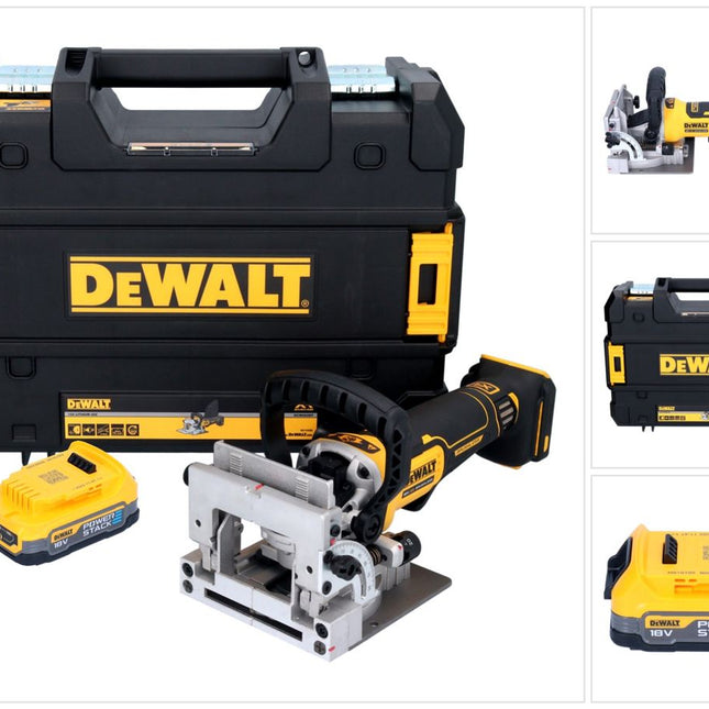 DeWalt DCW 682 NT Akku Flachdübelfräse 18 V 102 x 20 mm Brushless + 1x Powerstack Akku 1,7 Ah + TSTAK - ohne Ladegerät