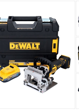 DeWalt DCW 682 E1T Akku Flachdübelfräse 18 V 102 x 20 mm Brushless + 1x Powerstack Akku 1,7 Ah + Ladegerät + TSTAK