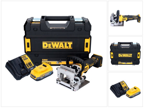 DeWalt DCW 682 E1T Akku Flachdübelfräse 18 V 102 x 20 mm Brushless + 1x Powerstack Akku 1,7 Ah + Ladegerät + TSTAK