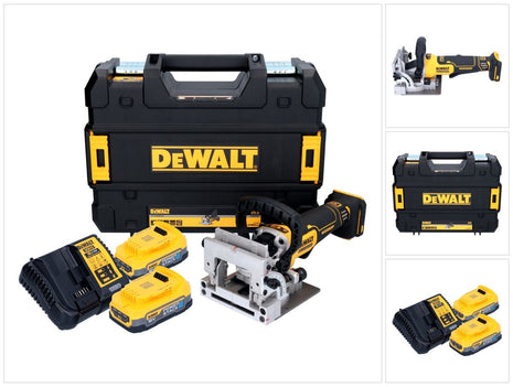 DeWalt DCW 682 E2T cordless flat dowel cutter 18 V 102 x 20 mm brushless + 2x Powerstack battery 1.7 Ah + charger + TSTAK