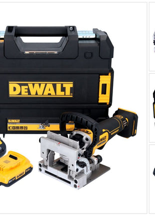 DeWalt DCW 682 D1T Akku Flachdübelfräse 18 V 102 x 20 mm Brushless + 1x Akku 2,0 Ah + Ladegerät + TSTAK