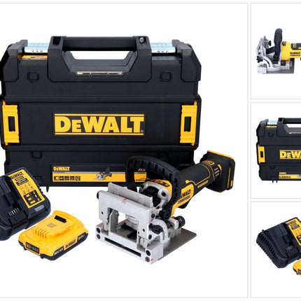 DeWalt DCW 682 D1T Akku Flachdübelfräse 18 V 102 x 20 mm Brushless + 1x Akku 2,0 Ah + Ladegerät + TSTAK