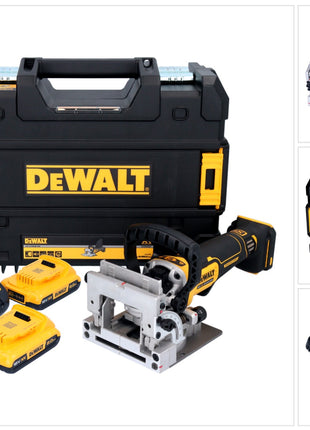 DeWalt DCW 682 D2T Akku Flachdübelfräse 18 V 102 x 20 mm Brushless + 2x Akku 2,0 Ah + Ladegerät + TSTAK