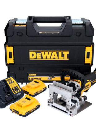 DeWalt DCW 682 D2T Akku Flachdübelfräse 18 V 102 x 20 mm Brushless + 2x Akku 2,0 Ah + Ladegerät + TSTAK