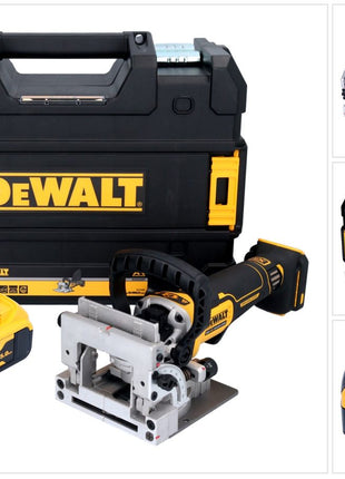 DeWalt DCW 682 NT Akku Flachdübelfräse 18 V 102 x 20 mm Brushless + 1x Akku 5,0 Ah + TSTAK - ohne Ladegerät