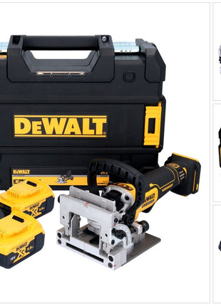 DeWalt DCW 682 P2T Akku Flachdübelfräse 18 V 102 x 20 mm Brushless + 2x Akku 5,0 Ah + Ladegerät + TSTAK