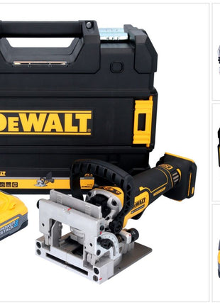 DeWalt DCW 682 NT Fraiseuse à lamelles sans fil 18 V 102 x 20 mm Brushless + 1x batterie Powerstack 5,0 Ah + TSTAK - sans chargeur