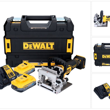 DeWalt DCW 682 H2T Akku Flachdübelfräse 18 V 102 x 20 mm Brushless + 2x Powerstack Akku 5,0 Ah + Ladegerät + TSTAK