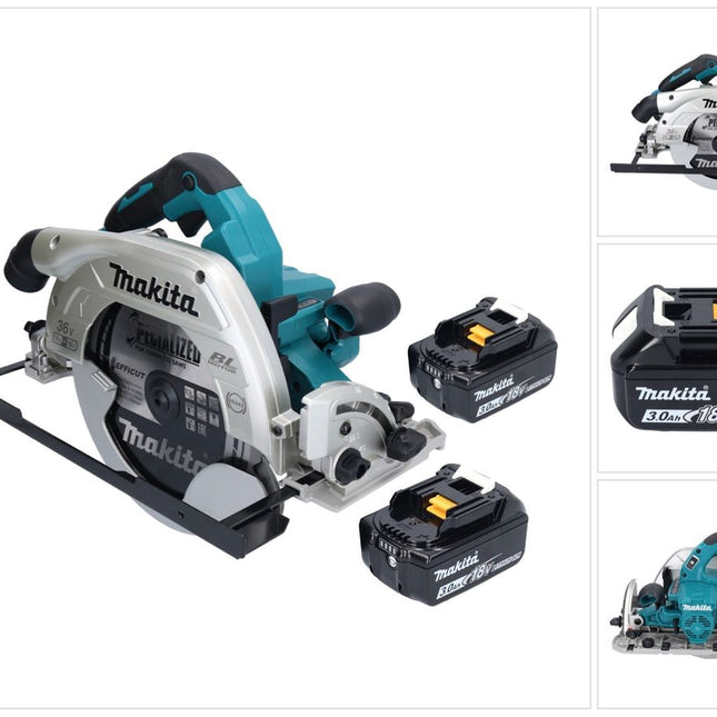 Makita DHS 900 F2U Akku Handkreissäge 36 V ( 2x 18 V ) 235 mm Brushless + 2x Akku 3,0 Ah + Bluetooth Adapter - ohne Ladegerät