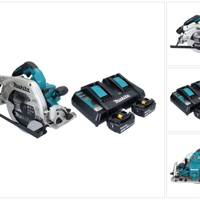 Makita DHS 900 PF2U Akku Handkreissäge 36 V ( 2x 18 V ) 235 mm Brushless + 2x Akku 3,0 Ah + Doppel Ladegerät + Bluetooth Adapter