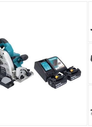 Makita DHS 900 RT2U Akku Handkreissäge 36 V ( 2x 18 V ) 235 mm Brushless + 2x Akku 5,0 Ah + Ladegerät + Bluetooth Adapter