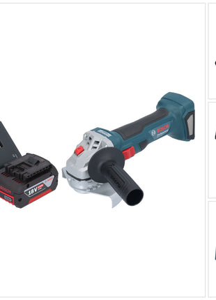 Bosch GWS 18V-7 Professional Akku Winkelschleifer 18 V 125 mm Brushless + 1x Akku 4,0 Ah + Ladegerät