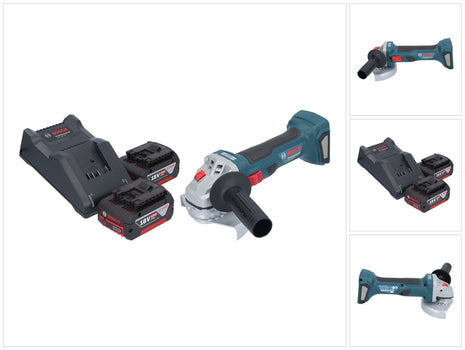 Bosch GWS 18V-7 Smerigliatrice angolare professionale a batteria 18 V 125 mm brushless + 2x batteria ricaricabile 4,0 Ah + caricabatterie