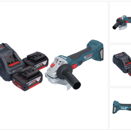 Bosch GWS 18V-7 Professional Akku Winkelschleifer 18 V 125 mm Brushless + 2x Akku 5,0 Ah + Ladegerät