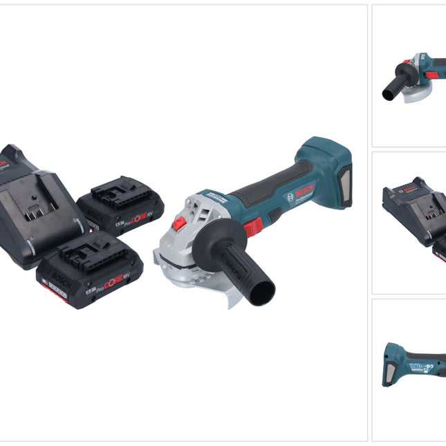 Bosch GWS 18V-7 Professional Akku Winkelschleifer 18 V 125 mm Brushless + 2x ProCORE Akku 4,0 Ah + Ladegerät