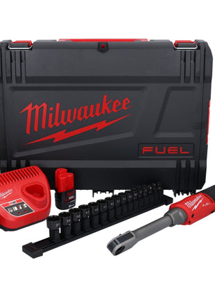 Milwaukee M12 FPTR-202X Akku Durchgangsratsche 12 V 81 Nm 1/4" 3/8" Brushless ( 4933480754 ) + 2x Akku 2,0 Ah + Ladegerät + HD-Box