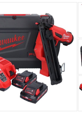 Milwaukee M18 FN15GA-302X Akku Nagler 18 V Brushless 32 - 64 mm + 2x Akku 3,0 Ah + Ladegerät + HD Box