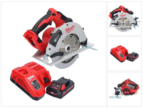 Sierra circular de mano a batería Milwaukee M18 BLCS66-301 18 V 190 mm sin escobillas + 1x batería 3,0 Ah + cargador