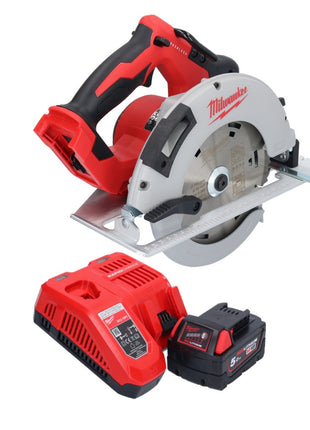 Sierra circular de mano a batería Milwaukee M18 BLCS66-501 18 V 190 mm sin escobillas + 1x batería 5,0 Ah + cargador