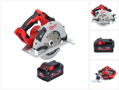 Milwaukee M18 BLCS66-801 Akku Handkreissäge 18 V 190 mm Brushless + 1x Akku 8,0 Ah - ohne Ladegerät