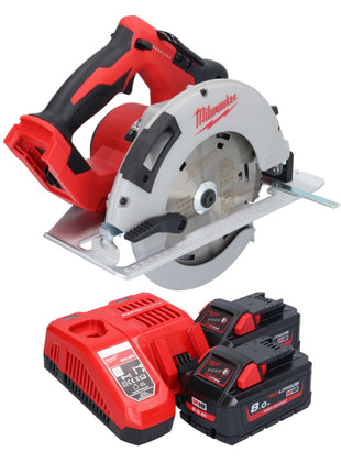 Sierra circular de mano a batería Milwaukee M18 BLCS66-802 18 V 190 mm sin escobillas + 2x baterías 8,0 Ah + cargador